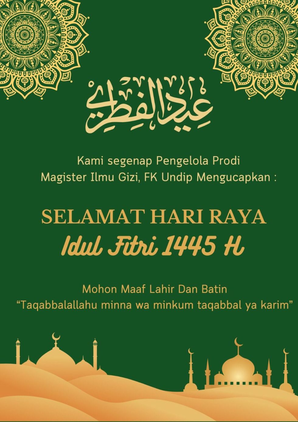 Selamat Hari Raya Idul Fitri H Prodi Magister Ilmu Gizi Fk Undip